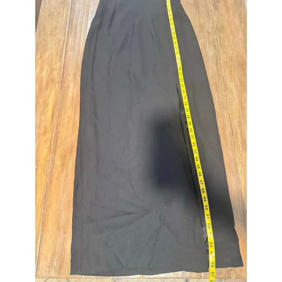 Vintage y2k Long Sleek Black Dress Side Split Strappy Back Evening Dress SIZE S - Picture 3 of 6